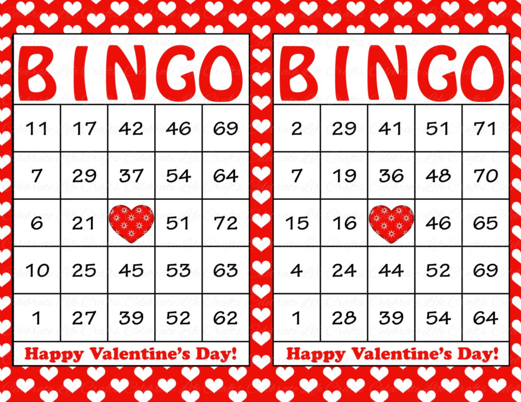 100 Valentine Bingo Cards Printable Valentine Bingo Game