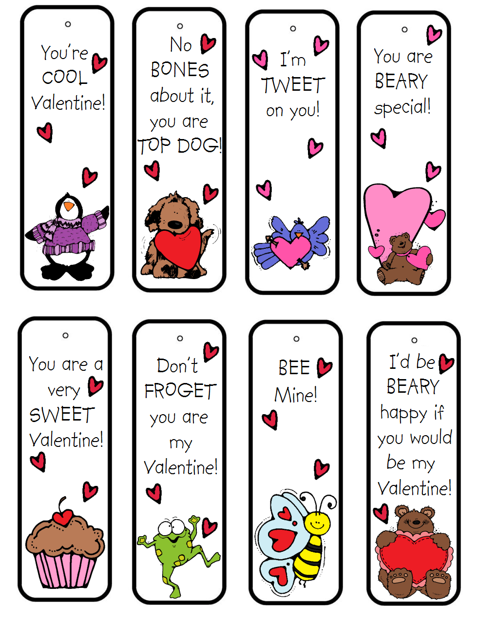 Free Valentines Day Bookmark Printables PrintableValentine com