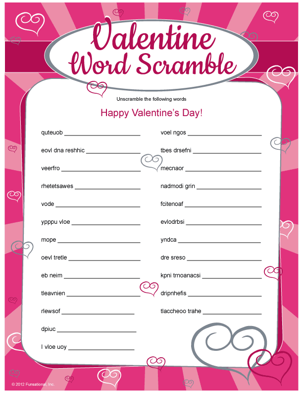 6 Easy Valentine s Day Word Scramble For Kids