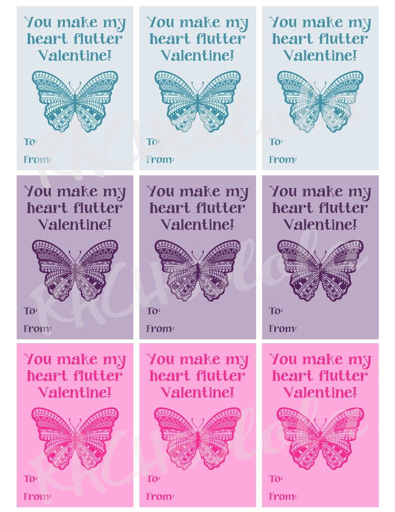 Butterfly Valentine s Day Card For Kids Printable Etsy