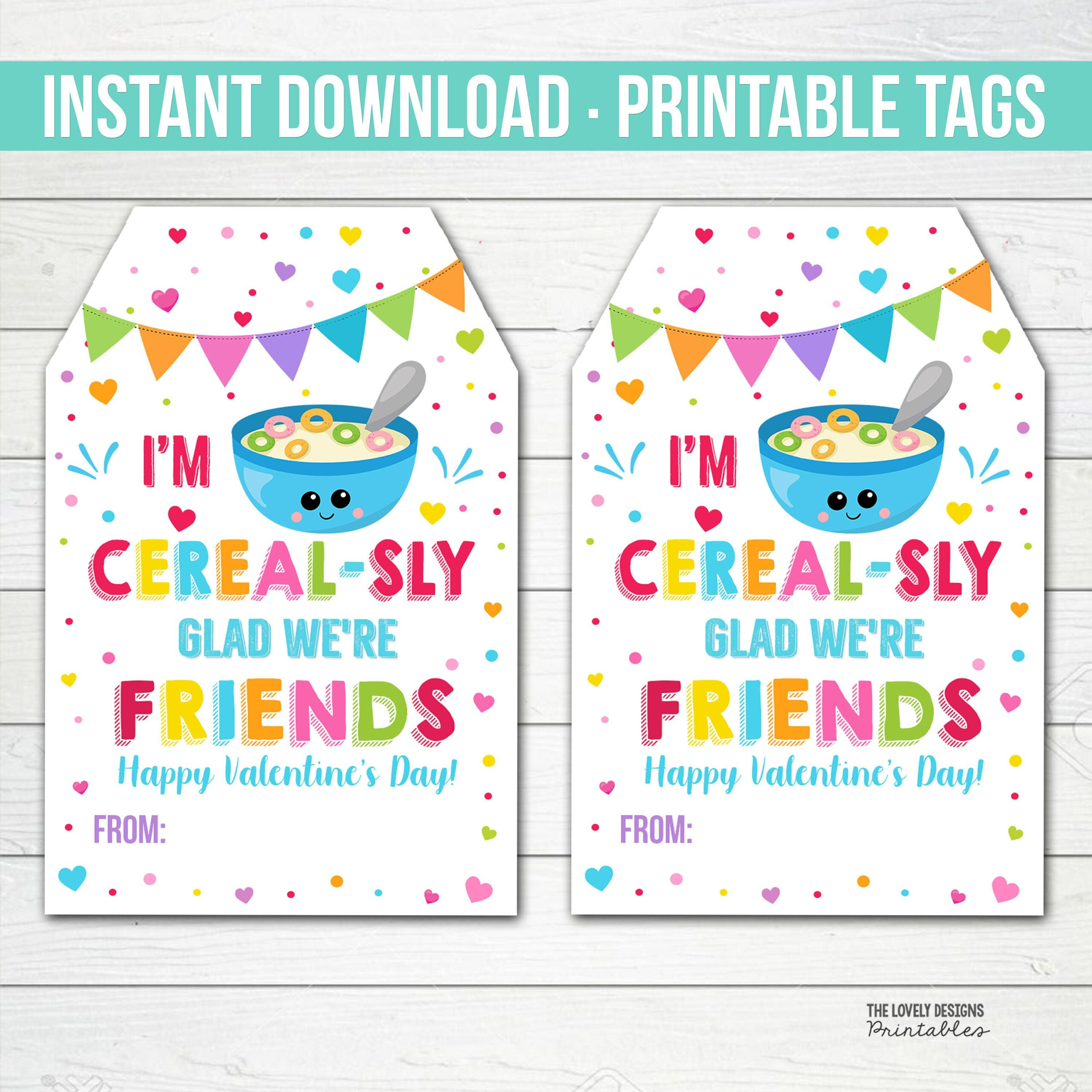 Cereal Valentine Tag Cereal sly Glad We re Friends Etsy In 2022 