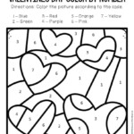 Color By Number Valentine s Day Preschool Worksheets Hearts The