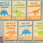 Dinosaur Valentine Cards Printable Instant Download