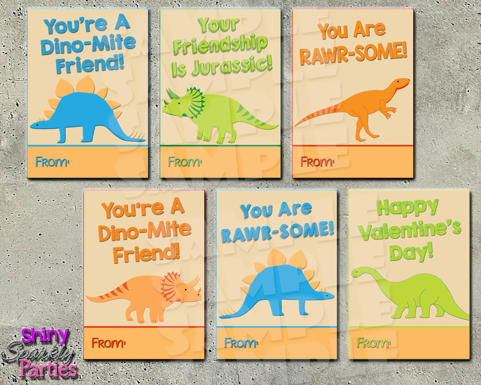 Dinosaur Valentine Cards Printable Instant Download