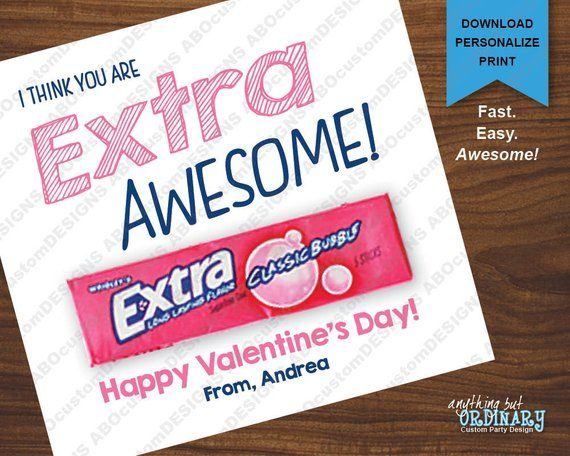 EXTRA Awesome Valentine Cards Printable Gum Holder Valentines INSTANT 