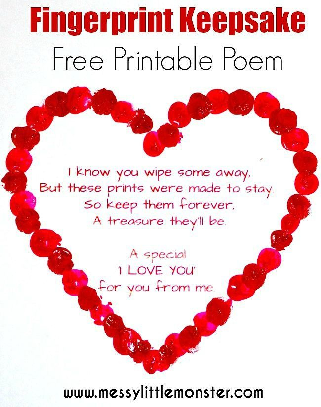 Fingerprint Heart Poem Valentines Printables Free Valentines Poems