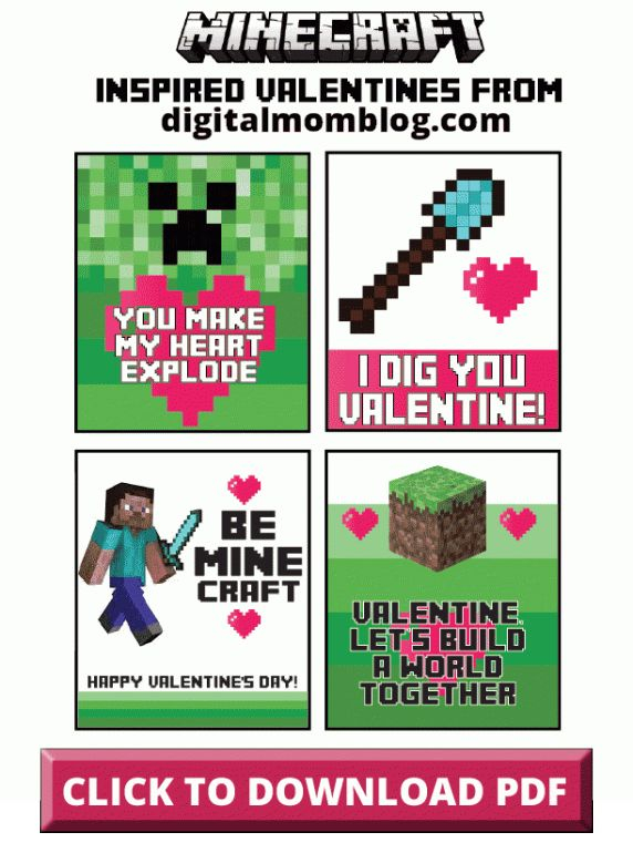 Free Minecraft Valentine s Day Cards Printables Minecraft Valentines 