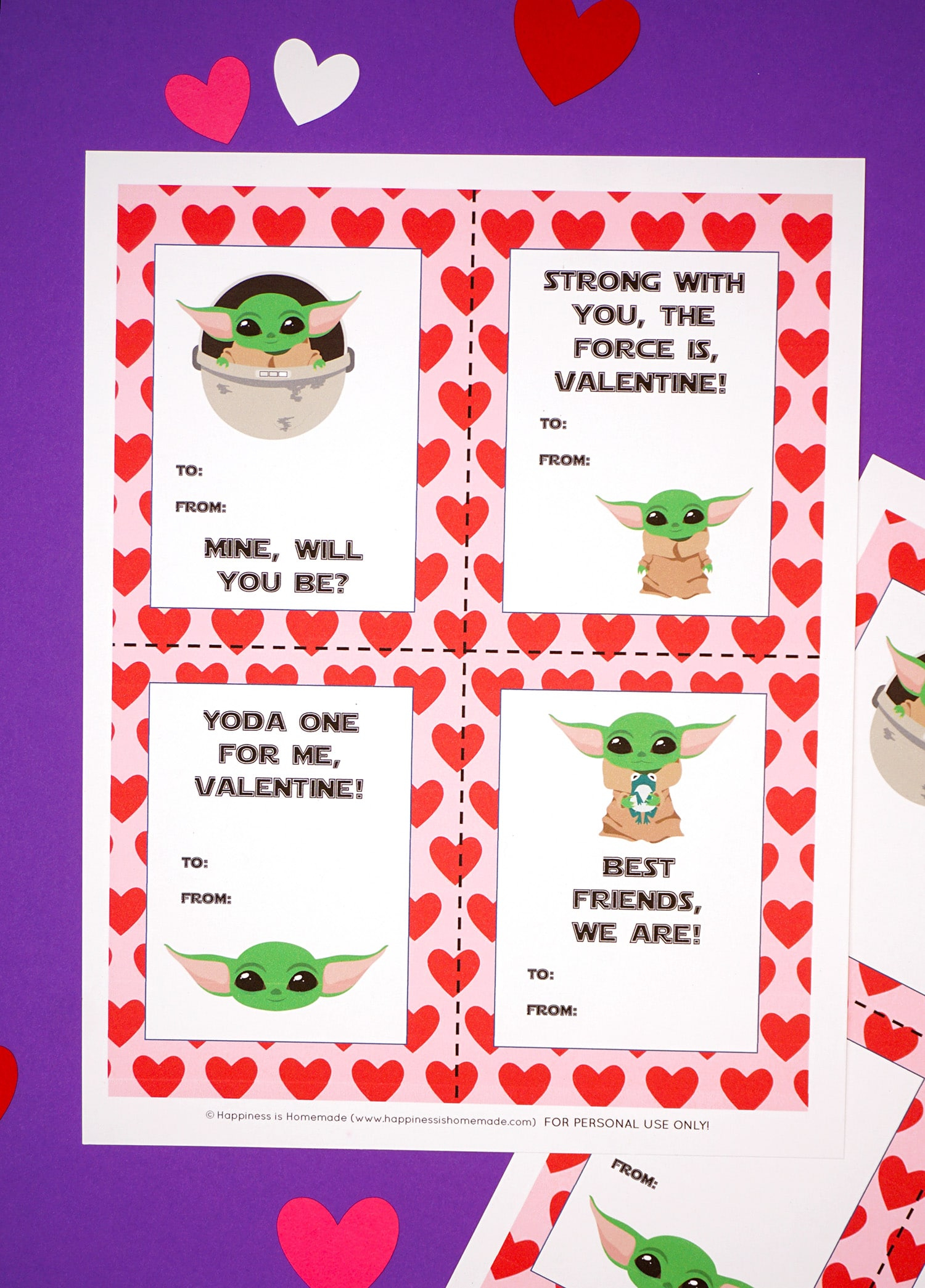 Free Printable Baby Yoda Valentines Happiness Is Homemade