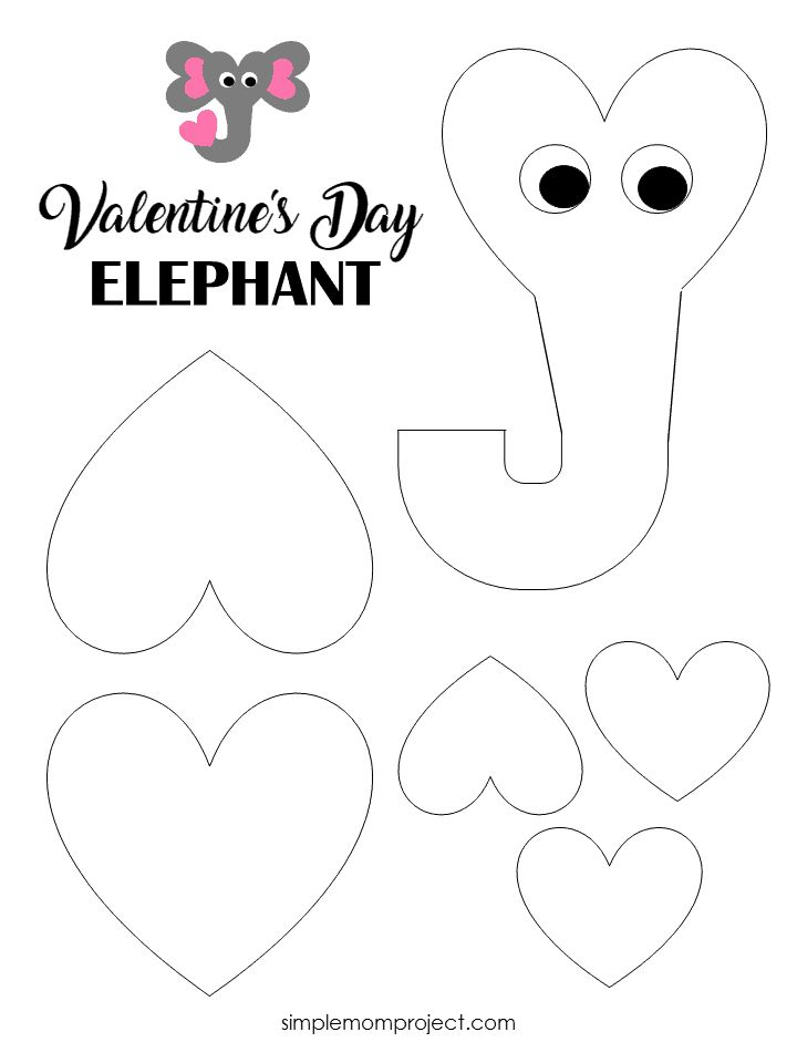 Free Printable Heart Elephant Craft For Kids Valentine Art Projects 