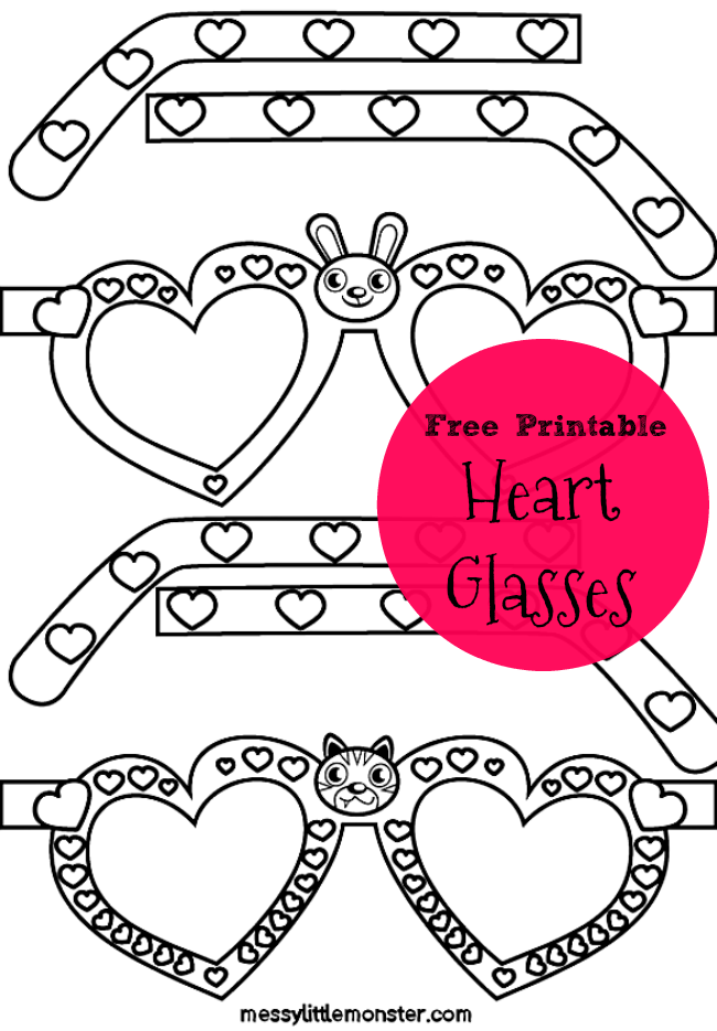 Free Printable Heart Glasses Messy Little Monster