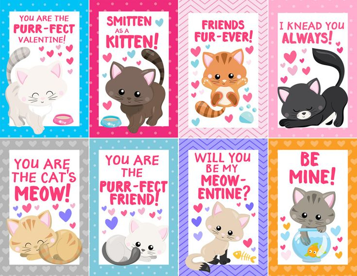 Free Printable Kitten Valentines Valentine s Cards For Kids 