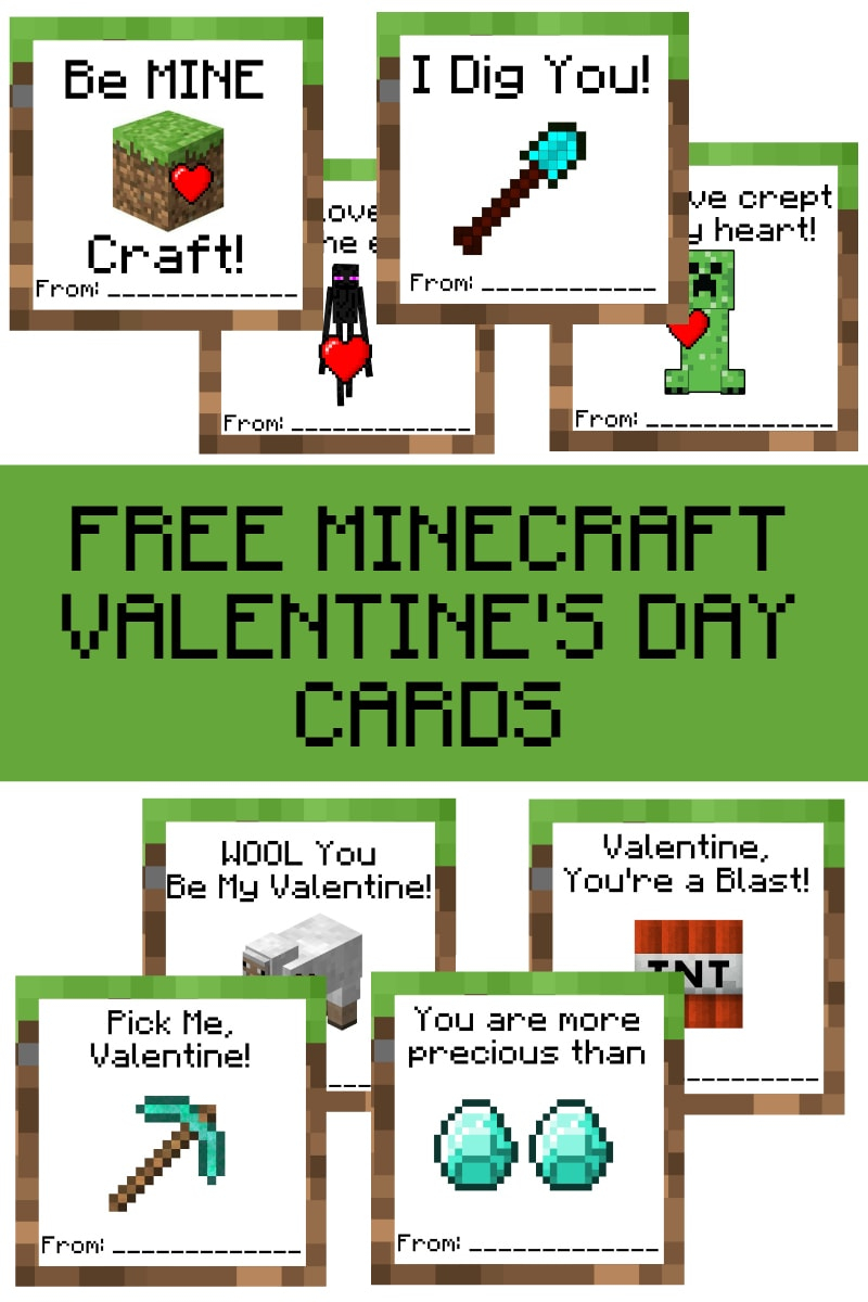 Free Printable Minecraft Valentine s Day Cards A Grande Life