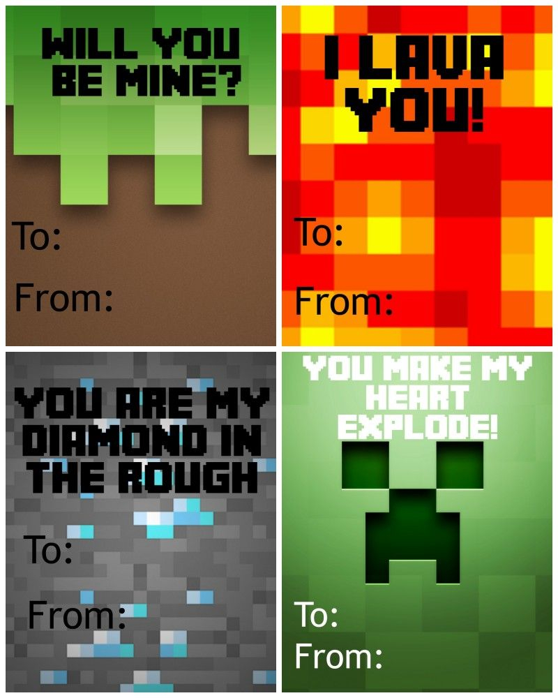 Free Printable Minecraft Valentine s Day Cards Minecraft Valentines 