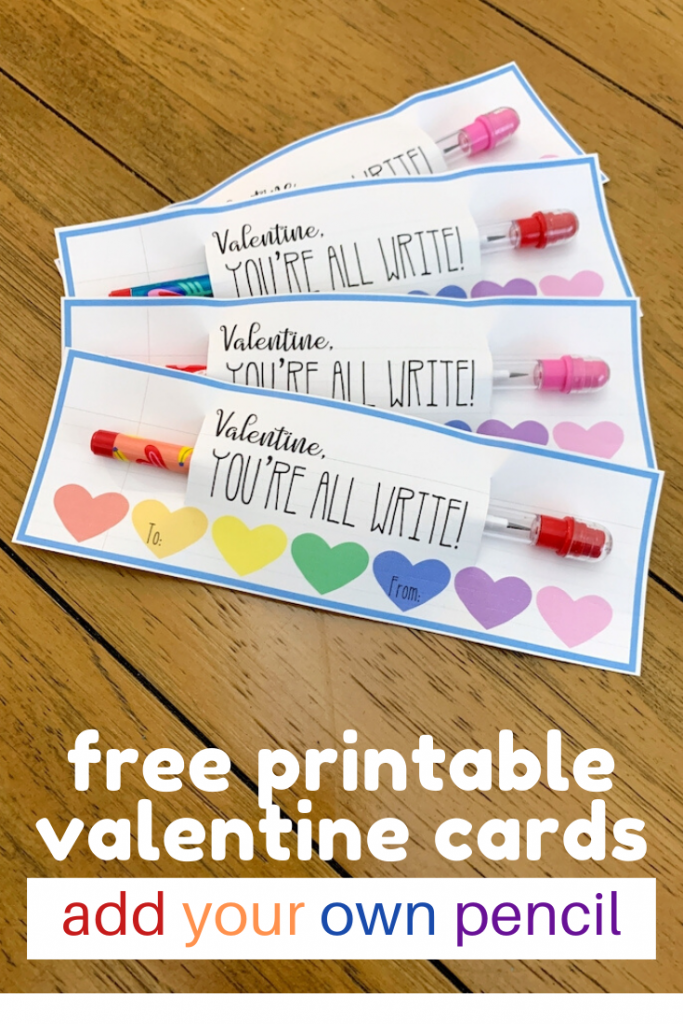 Free Printable Pencil Valentine s Day Cards In 2020 Free Printable 