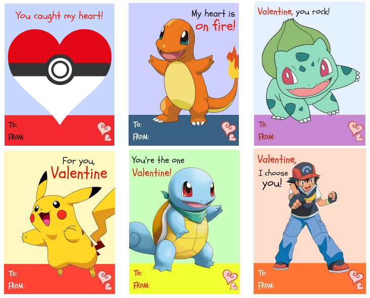 Free Printable Pokemon Valentine s Day Cards 6 Designs With Lollipops
