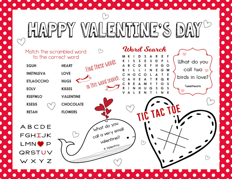 Free Printable Valentine s Day Activity Sheet The Girl Creative