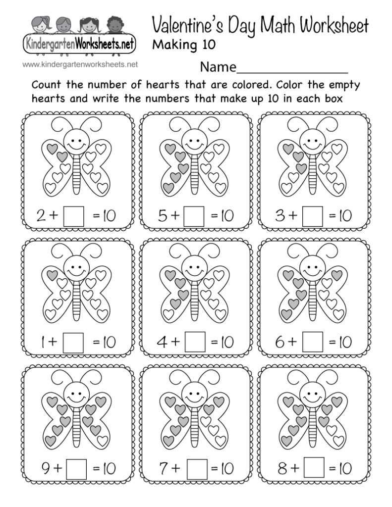 Free Printable Valentine s Day Math Worksheet For Kindergarten