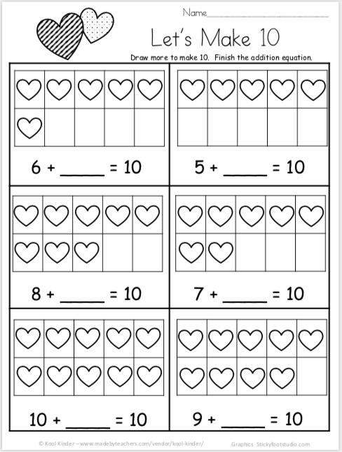 Free Valentine s Day Math Worksheets For Kindergarten Addition Made 