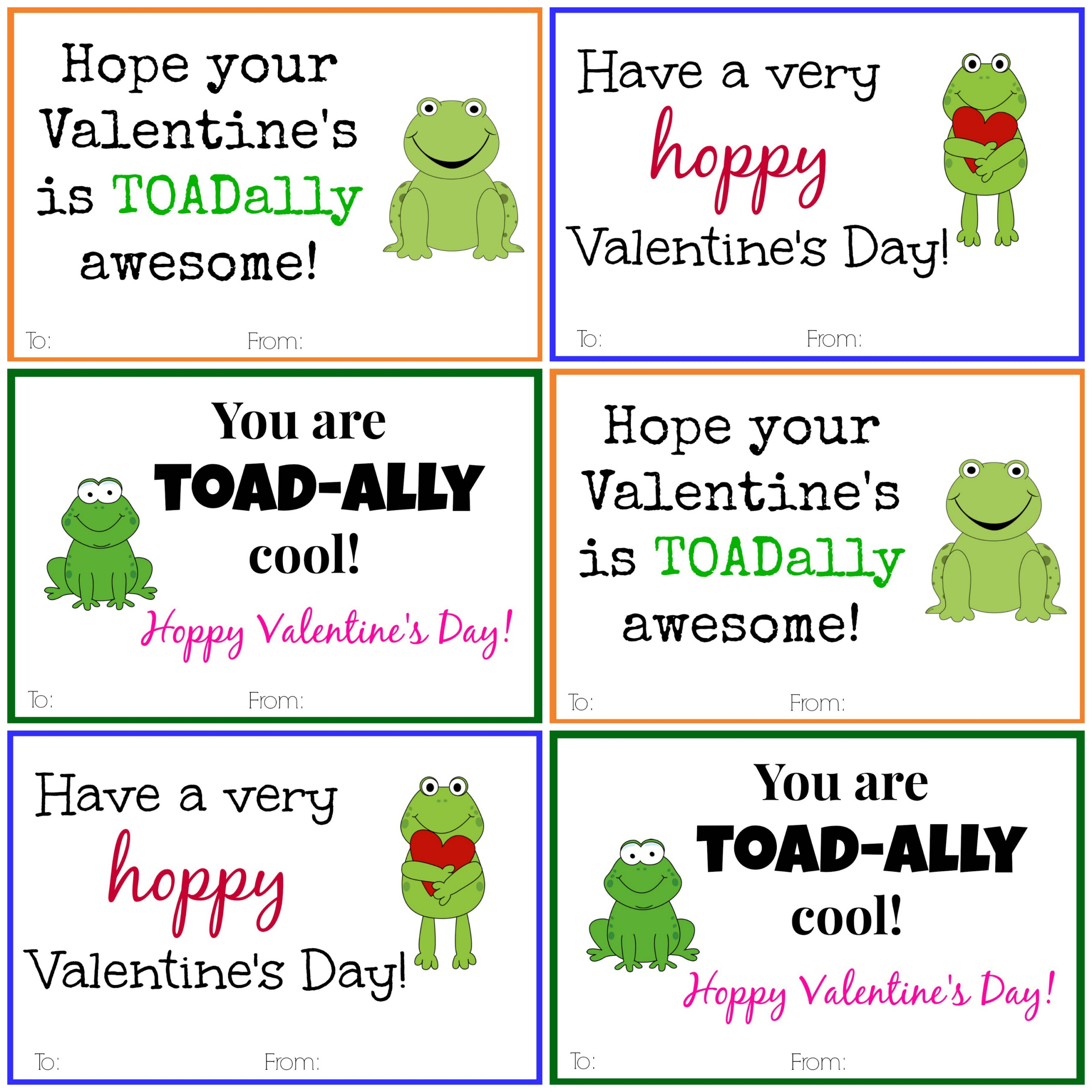 Frog Valentine Cards DIY Printable Valentine Cards