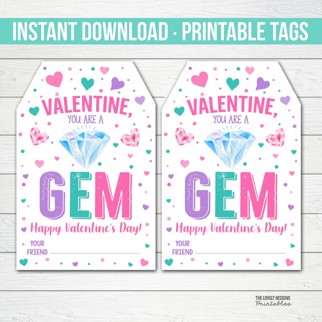 Gem Valentine Tag You Are A Gem Valentine s Day Pop Tag Printable 