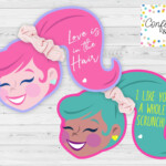 Girl s Scrunchie Valentines Printable Cards Kids Etsy In 2022