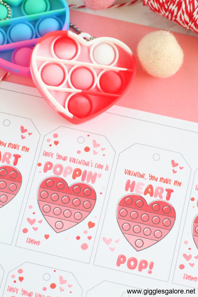 Heart Pop It Valentine With Free Printable Tags In 2022 Valentines 