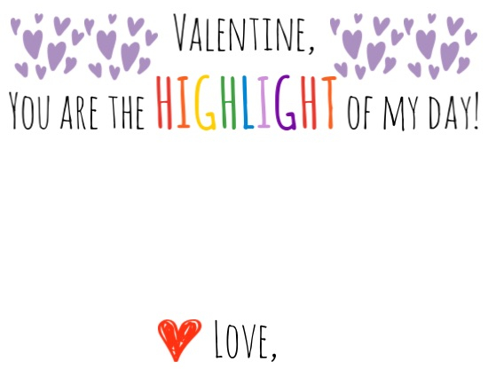 Highlighter Valentine Card With Free Printable Smashed Peas Carrots