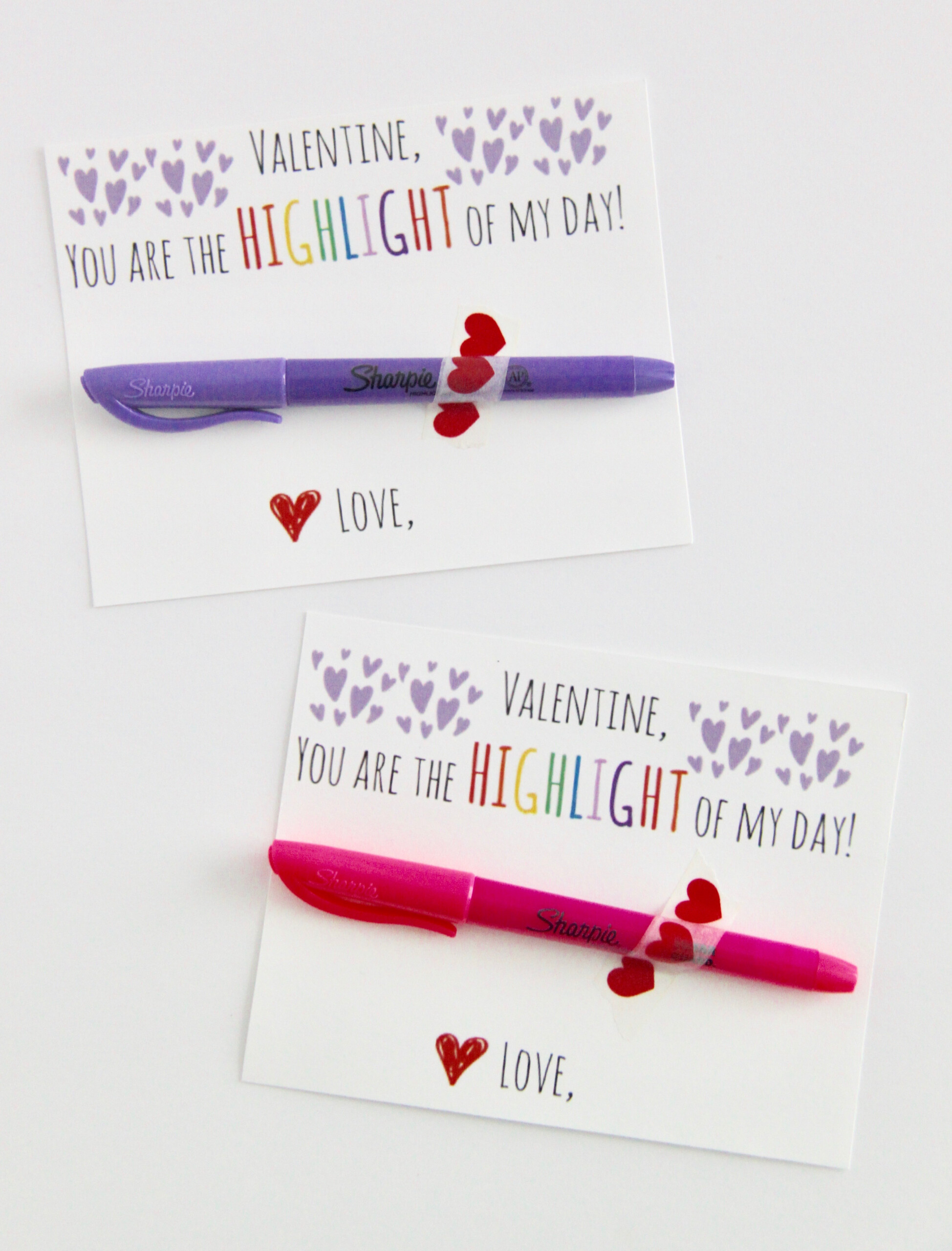 Highlighter Valentine Card With Free Printable Smashed Peas Carrots