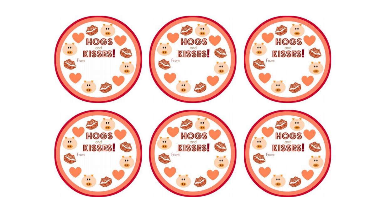 Hogs And Kisses Valentine Printable pdf Preschool Valentines