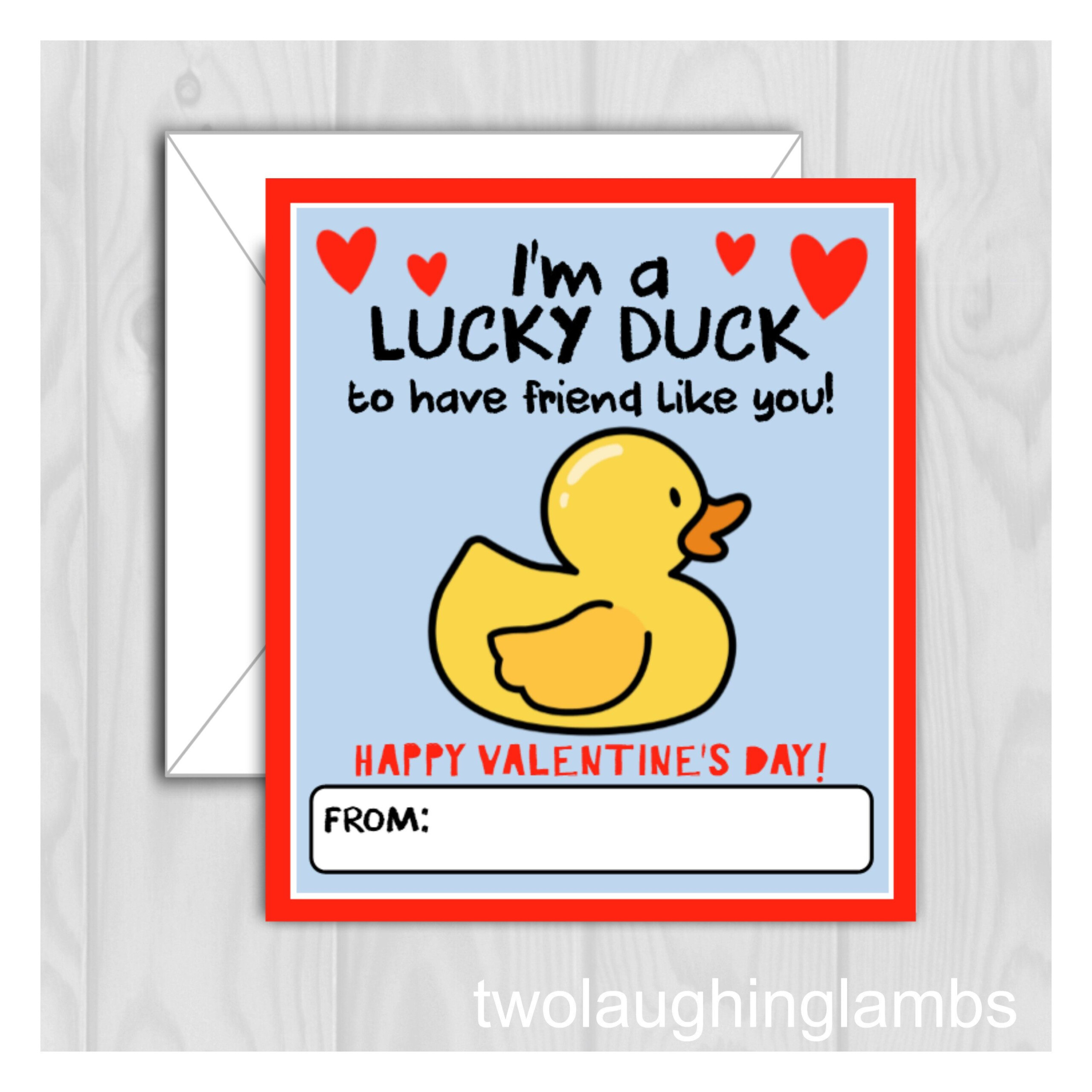 Instant RUBBER DUCK Valentine Card For Kids Valentines Printable I m A 