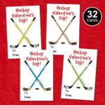 Kids Hockey Valentines 32 Cards Let s Stick Together Hockey