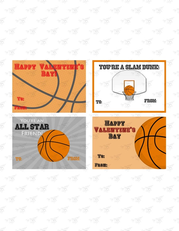Kids Valentines Day Cards Print Your Own Basketball