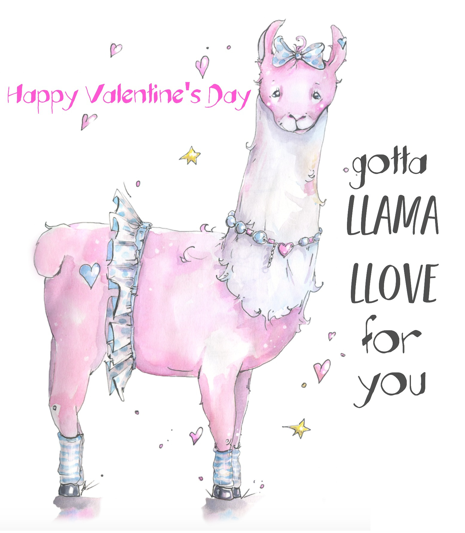 Llama Llove Valentine Card Printable