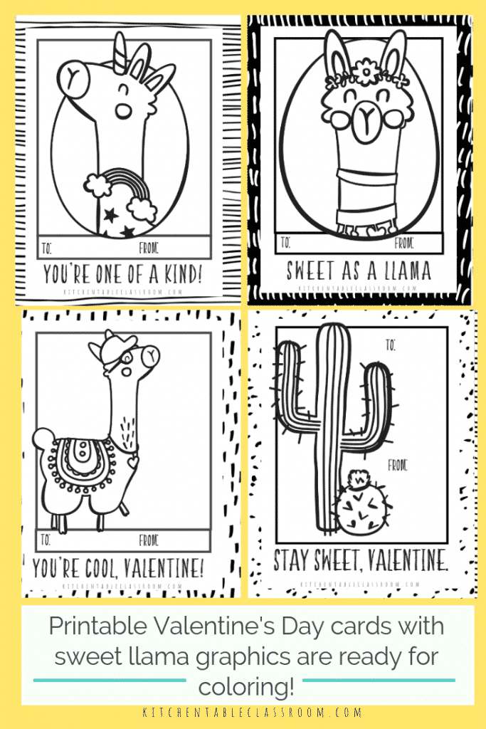 Llama Valentines Free Printable Valentines Cards To Color The 