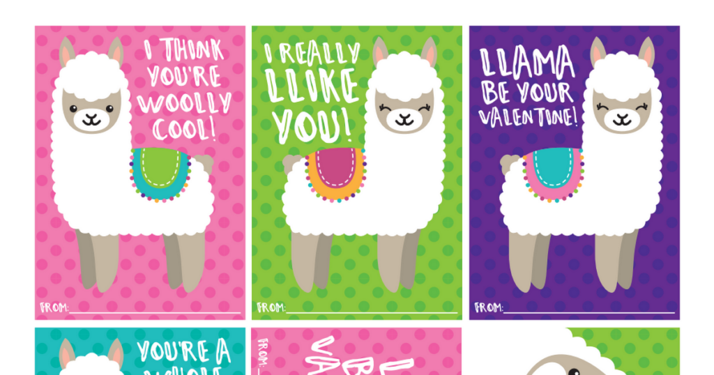 LLama Valentines pdf Valentines Printables Free Camping Theme 