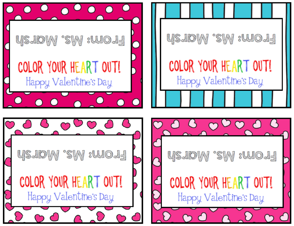 Ms Third Grade Heart Crayon Valentines