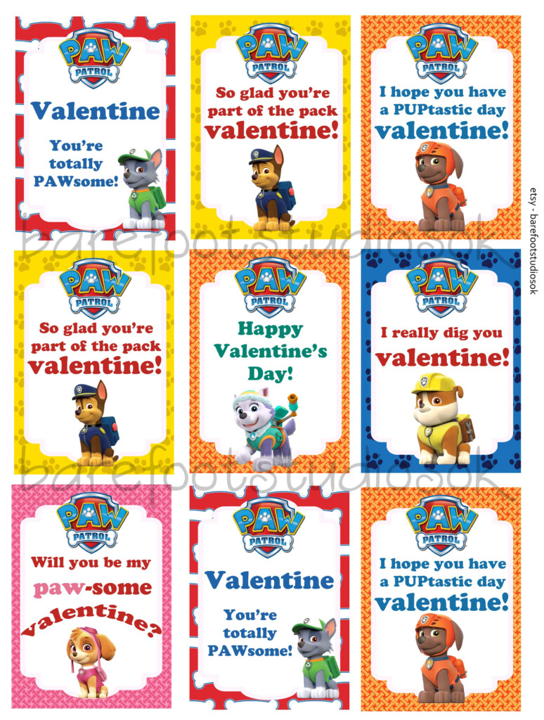 Paw Patrol Printable Valentines Valentines Printables Classroom 