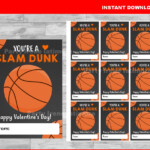 Printable Basketball Valentines Cards You re A Slam Dunk Etsy UK
