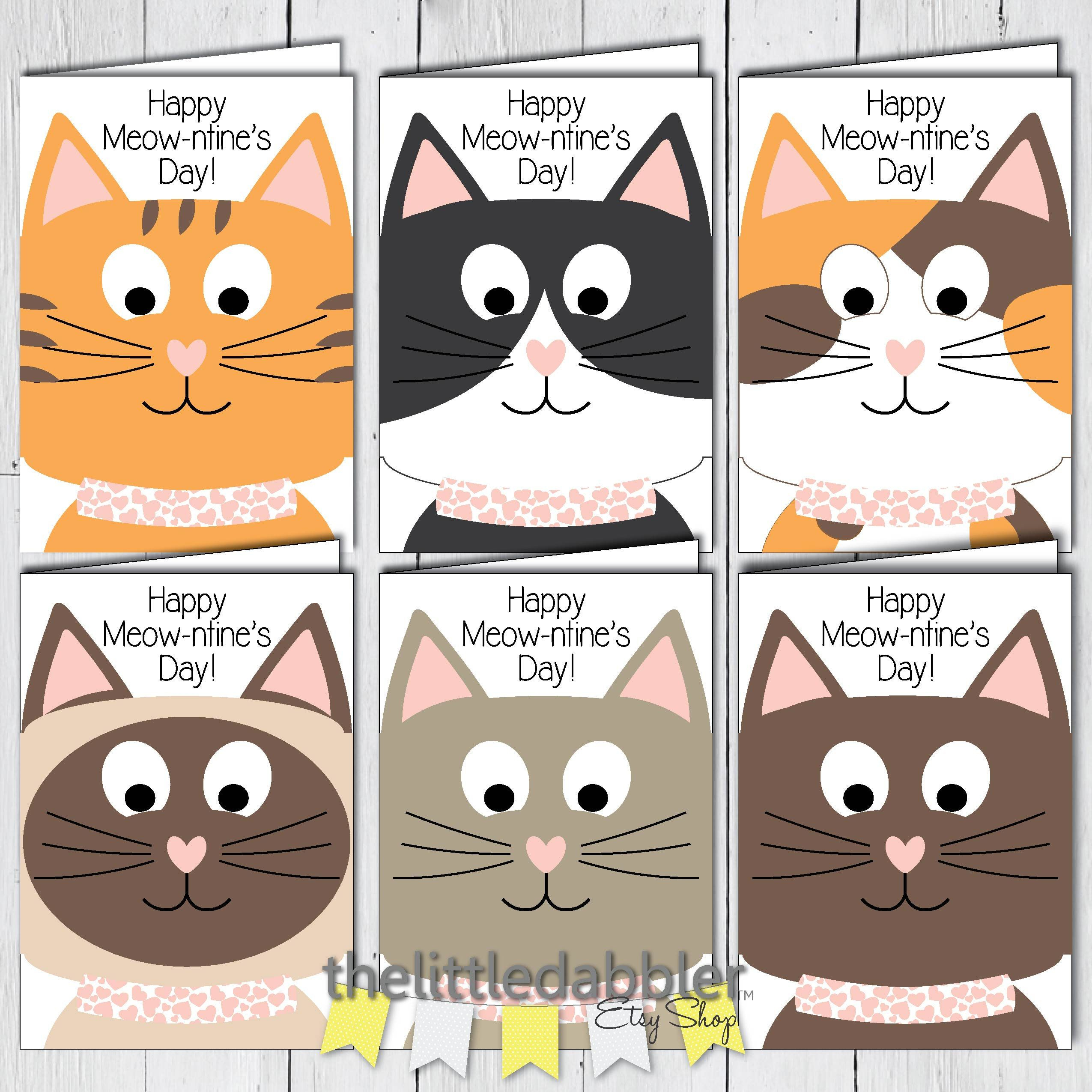 Printable Cat Valentine s Day Cards PDF Kitty Cat Valentine Class 