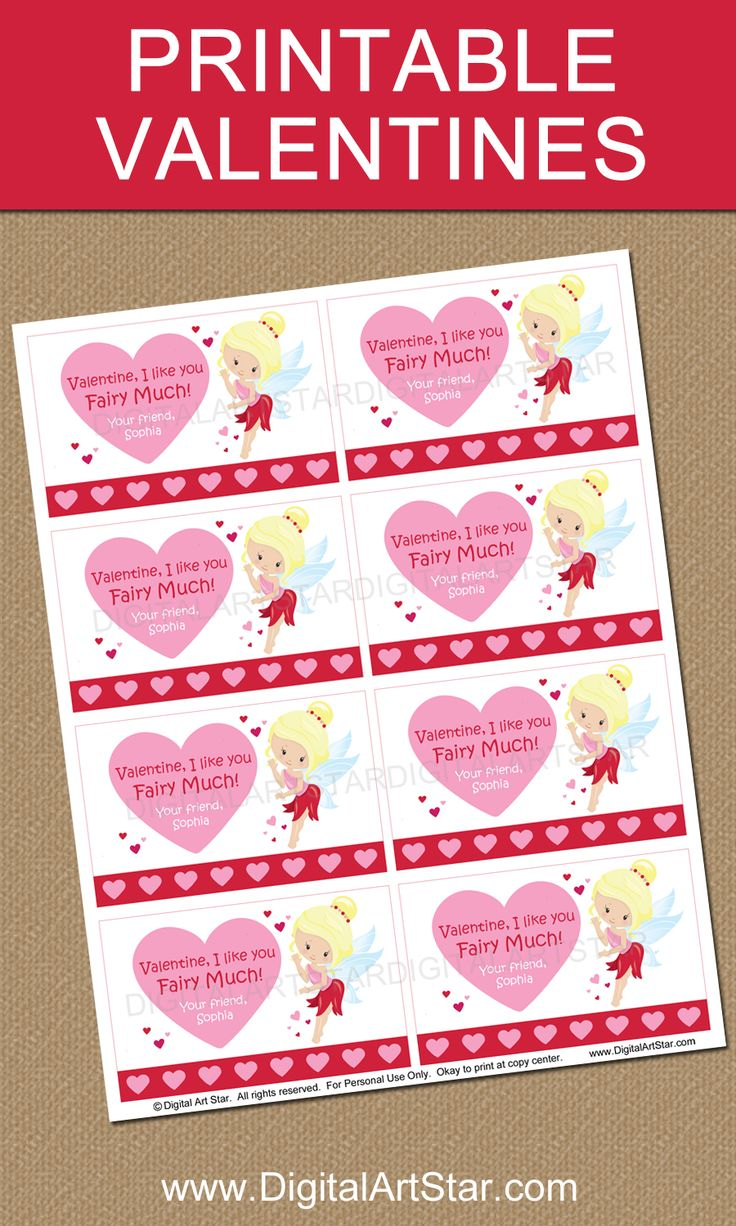 Printable Fairy Valentine Cards For Classmates Printable Valentines 