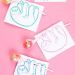 PRINTABLE HANGING SLOTH LOLLIPOP VALENTINE Valentine s Day Mad In Crafts