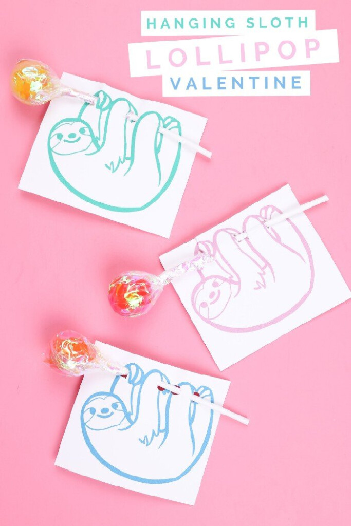 PRINTABLE HANGING SLOTH LOLLIPOP VALENTINE Valentine s Day Mad In Crafts