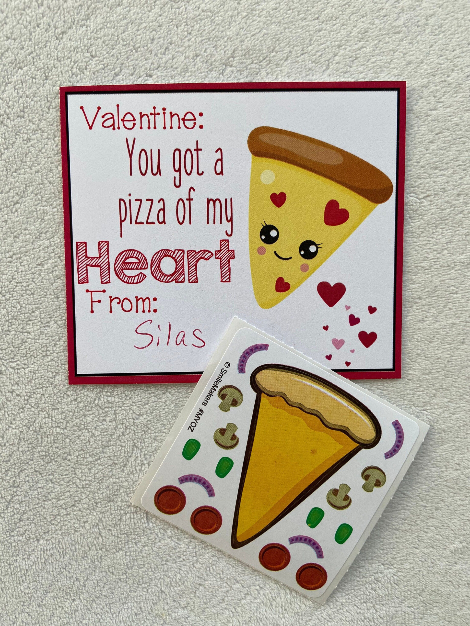 Printable Pizza Kids Class Valentine Gender Neutral Digital Etsy 