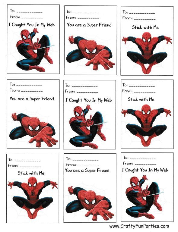 Printable Spiderman Valentines Spiderman Valentine Cards Valentines