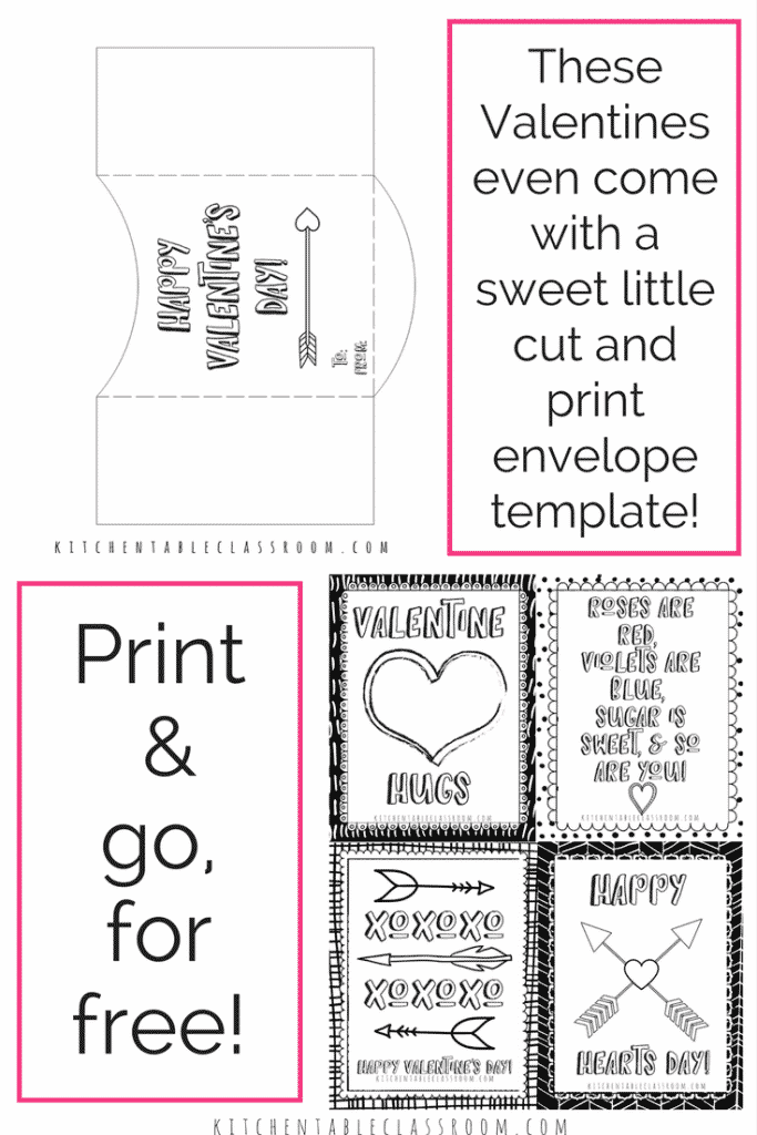 Printable Valentine Cards To Color The Kitchen Table Classroom