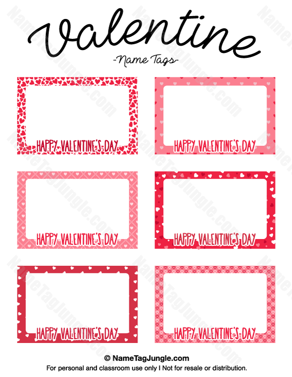 Printable Valentine Name Tags