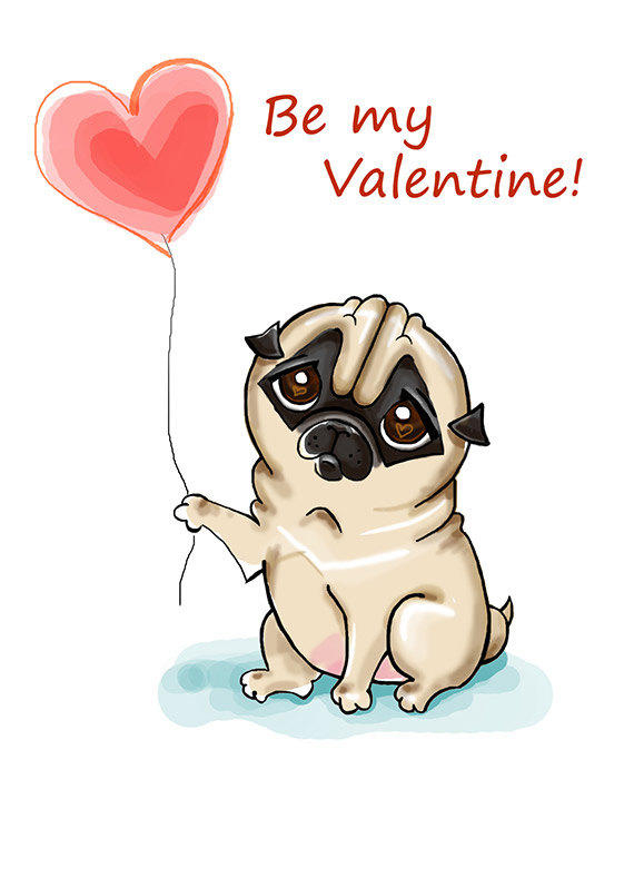 Pug Printable Greeting Card Instant From Fenekdolls On Etsy