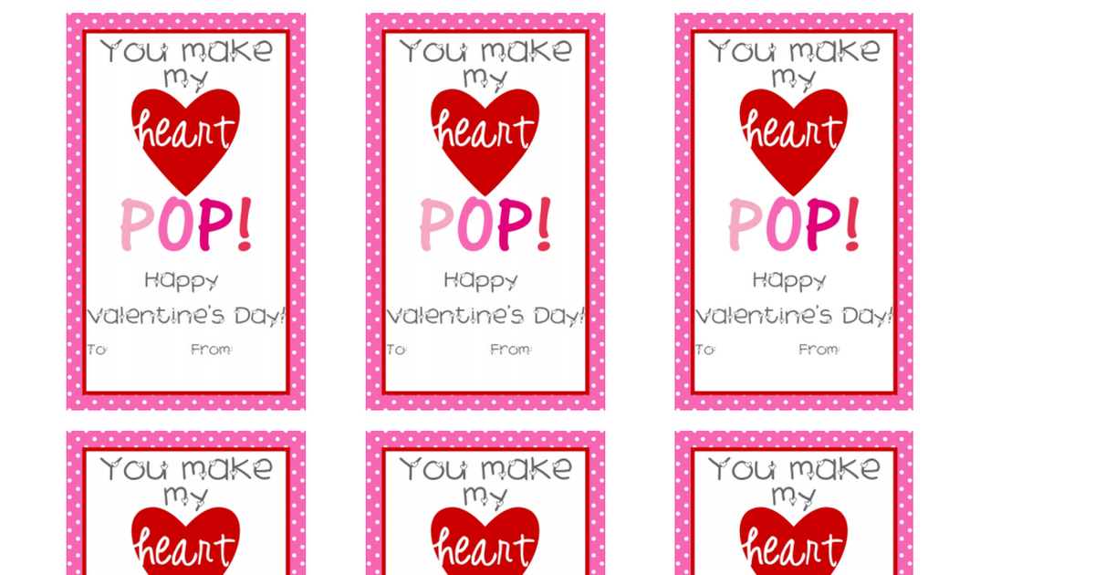 Ring Pop Valentine pdf Printable Valentines Cards Homemade 