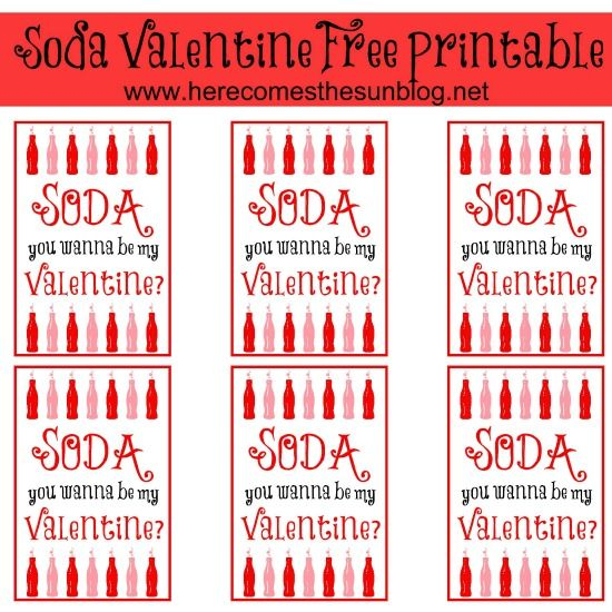 Soda Valentine Free Printable Free Printables Valentines Printables 