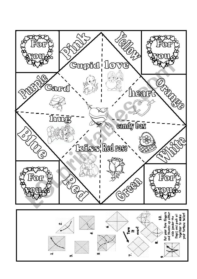 St Valentine s Fortune Teller ESL Worksheet By Carla74